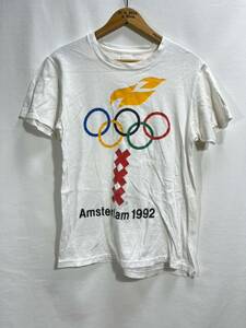 ■ 90s 90年代 ビンテージ Amsterdam Olympic 1992 ロゴ プリント Tシャツ 古着 アムステルダム オリンピック 五輪 スポーツ ホワイト ■