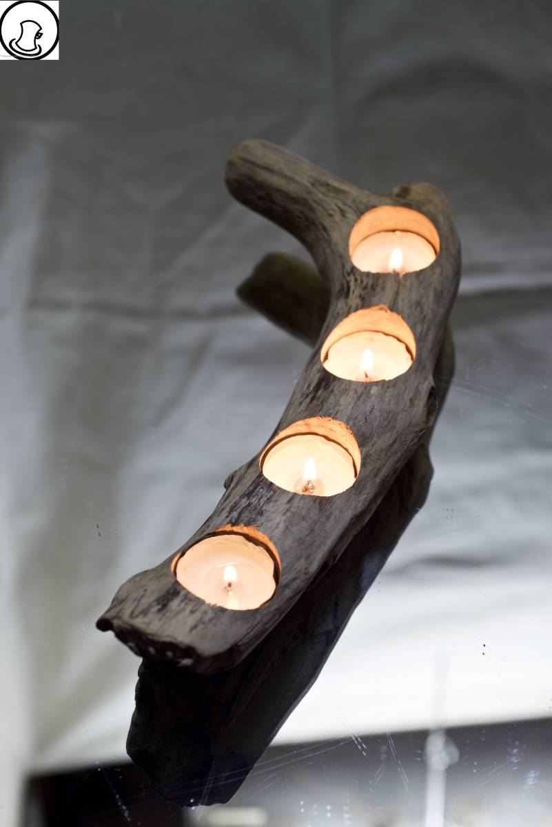 SEASIDEinterior☆Candelero hecho de madera flotante.36, trabajos hechos a mano, interior, bienes varios, ornamento, objeto