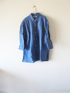 美品 LABORATORY WORK / ラボラトリーワーク コットンリネンオーガンジー オーバーサイズシャツ BLUE * ジャケット ブラウス