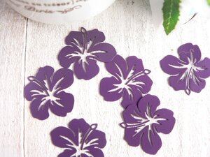  charm hibiscus . flower 6 piece insertion purple handicrafts parts handmade materials #2764