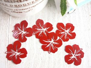  charm hibiscus . flower 6 piece insertion red handicrafts parts handmade materials #2767