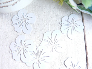  charm hibiscus . flower 6 piece insertion white handicrafts parts handmade materials #1701