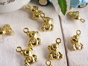  charm .. san 10 piece insertion .. bear Bear - Gold handicrafts parts handmade materials #911