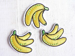 ワッペン　ばなな　アイロンワッペン　バナナ　ミニ　アイロンパッチ　3枚セット　フルーツ　　　#927