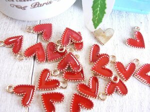  charm Heart red 10 piece insertion (#2826) handicrafts parts handmade materials 