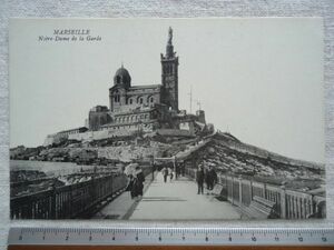 【絵葉書1枚】 MARSEILLE - Notre - Dame de la Garde /マルセイユノートルダムドゥラガルド寺院レトロフランス都市街建築 ハガキ 30-6