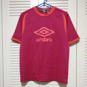 ★【古着】UMBRO(アンブロ)　半袖シャツ　Mサイズ　赤系　メンズ(男性用)