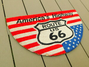 在庫処分します！【アメリカン 半円コイヤーマット】※《ROUTE66・USA》玄関マット　アメリカン雑貨