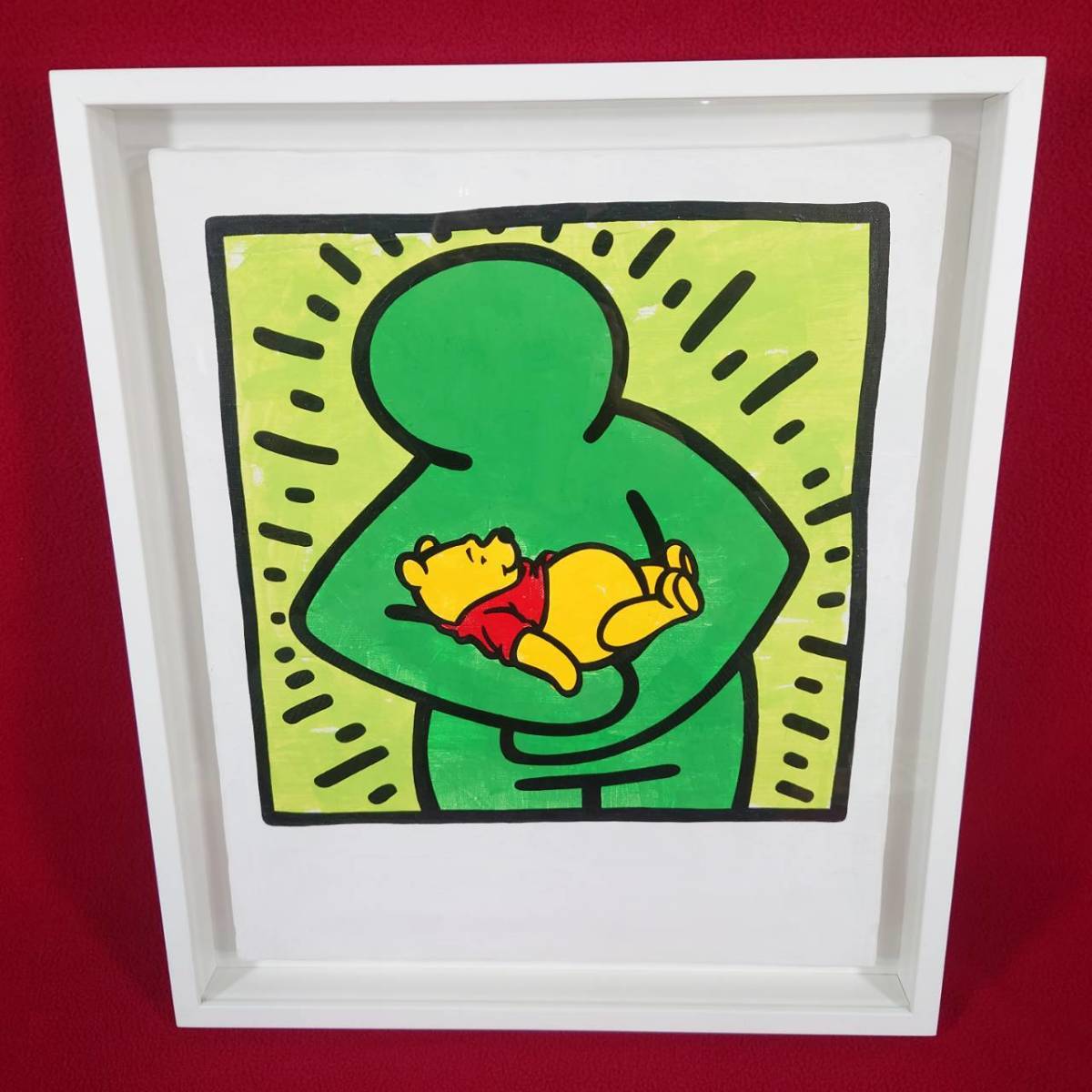 Rare LOOTone Fumiya Kasama Painting Framed Cradle 2018 Winnie the Pooh Keith Haring Graffiti Street Art Artist Fine Art, artwork, print, silk screen