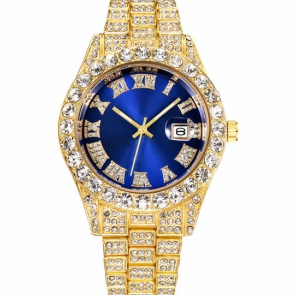 ブルー　ゴールド　ブリンブリン　男女兼用　メンズ腕時計　 デイカウント　最安値　金青