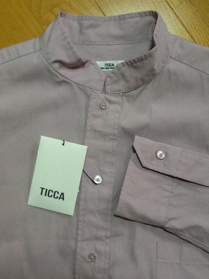 極美品 ティッカ TICCA バンドカラー コットンシャツ キャメル 1 - www