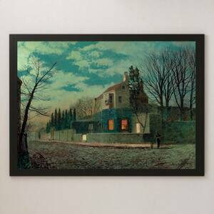 Art hand Auction Grimshaw Scalby, Yew House Painting Art Glossy Poster A3 Bar Cafe Classic Retro Interior Landscape Painting Night View Moonlit Night, residence, interior, others