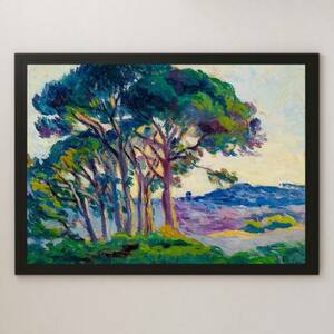 Art hand Auction Russ The Pines of Canevier 绘画艺术光面海报 A3 酒吧咖啡馆经典复古室内风景画新印象派法国自然木, 住宅, 内部的, 其他的