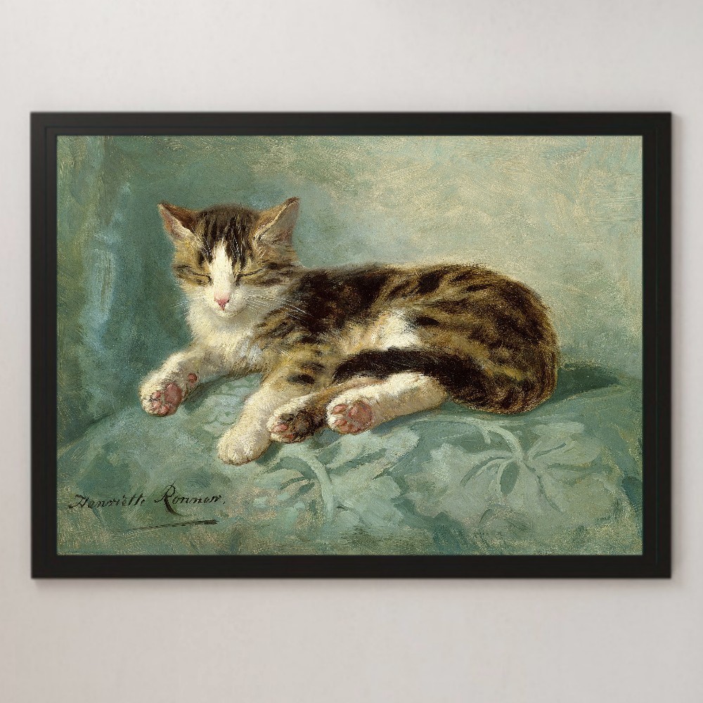 Henriette Ronner Knipp의 낮잠 그림 미술 광택 포스터 A3 바 카페 클래식 인테리어 고양이 귀여운 애완 동물 치유, 거주, 내부, 다른 사람