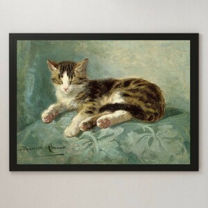 Art hand Auction Henriette Ronner Knipp's Napping Painting Art Glossy Poster A3 Bar Cafe Classic Interior Cat Cute Pet Healing, Residenz, Innere, Andere