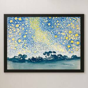 Art hand Auction Henri-Edmond Cross 风景与星星绘画艺术光面海报 A3 酒吧咖啡馆经典室内风景画夜景星空印象派, 住宅, 内部的, 其他的