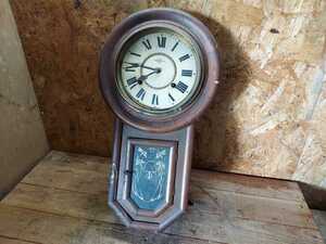  アンティーク レトロ 大時計 特大 大型 ゼンマイ式 機械式 掛時計 木製 古い 掛け時計 振り子時計 柱時計 ジャンク