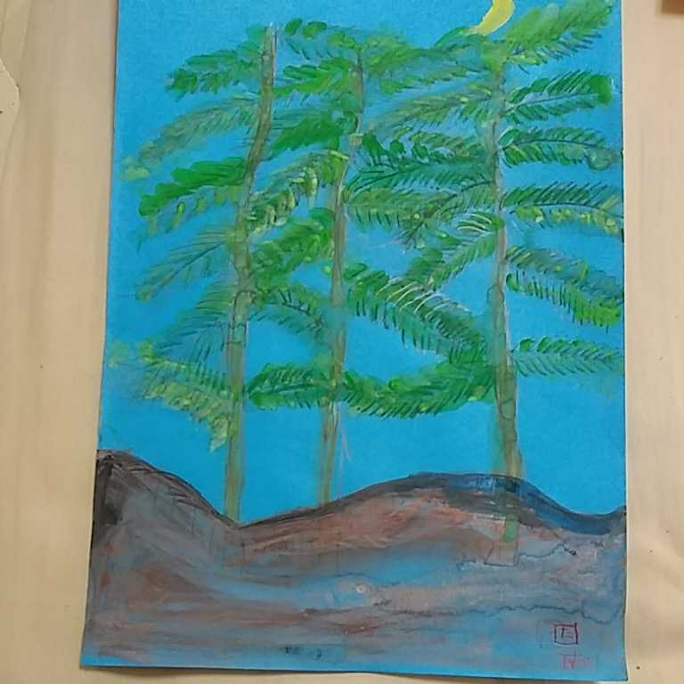 水彩棕榈树, 绘画, 水彩, 自然, 山水画