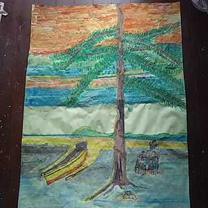 水彩画ヤシの木