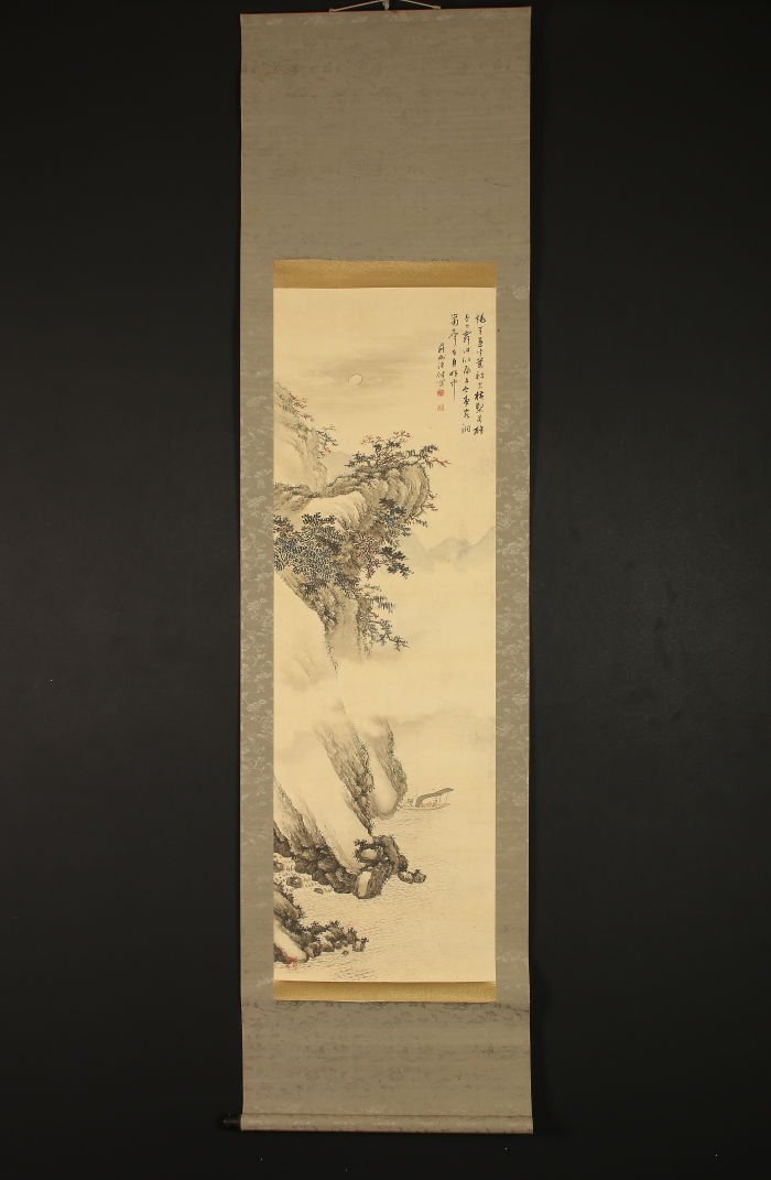 増田千代松 赤壁夜遊図 掛軸 師平福百穂 あわせ箱 紙本 真作 krea.com.py