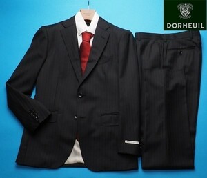 新品11.8万円 大手百貨店扱い 日本製 秋冬『DORMEUIL ドーメル 英国生地』ウール100% 艶感 ロイヤルツイル スーツAB6黒(BK) 6941-2p ラスト