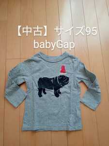 【中古】babyGap 長袖Tシャツ サイズ95 クリスマス グレー 長袖カットソー 男の子 女の子 男女兼用