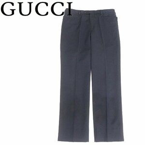 国内正規品◆GUCCI グッチ リネン混 スラックス チノ パンツ 黒 ブラック 50R