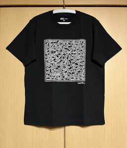 完売ユニクロ限定キースへリングUT別注WネームコラボTシャツLブラックサイクリングスケートボードダンスバーンズアメカジフリークス送185円