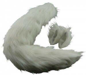  cosplay ..... . tail . ear. set fox ...75cm white 