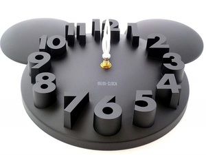 壁掛け 時計 3D ウォール クロック アニマル 掛け時計（黒）かわいい おしゃれ シルエット