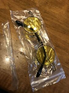 海外製　サングラス　丸メガネ　ラウンド型 金属フレーム　イエロー