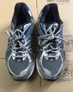 良品・tjg820 アシックス asics スニーカー 26.5センチ　ジョギング　ウォーキング　黒+灰+青　