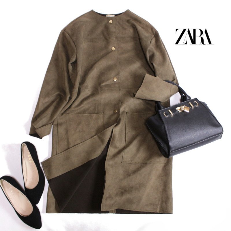 ZARA コート 緑 ロングコート ジャケット/アウター レディース 日本正規流通品