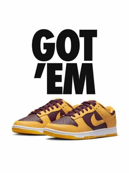 【27.5cm(US9.5)】NIKE DUNK LOW レトロ University Gold and Deep Maroonロー HIGH JORDAN ジョーダン supreme SB ダンク 未使用 アリゾナ