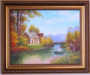 絵画 油絵 風景画　のどかな田舎風景　 F6　ＷＧ83 　お得な即決価格となっておr地ます。