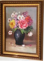  絵画 油絵 風景画 花瓶の花 F6　WG129　お得な価格設定となっています。お部屋のイメージを変えてみませんか。　　_画像9