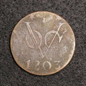 KM#50.2/オランダ領東インド VOC DUIT銅貨（1805）レアなヘルダーラント・ミント！[E1125] コイン,蘭印,インドネシア
