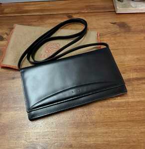  as good as new *LOEWE Loewe shoulder wallet long wallet bag pochette leather black group Logo Vintage Old 