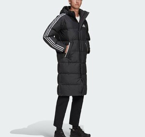 送料1040円～新品◆定価27500円◆adidas◆アディダス◆3-STRIPES DOWN LONG COAT◆3ストライプス ダウンロングコート◆着丈112cm◆黒◆X L