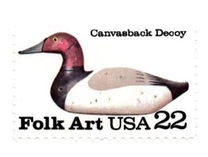 1985年 Canvasback Broadbill Duck Decoys American Folk Art Series 記念切手 22セント