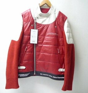 ◆UNDERCOVER アンダーカバータグ付極美品 20AW UCZ4204-3) MOTOCROSS RIDERS モトクロス. ダブルレザーライダース 赤 定価 220000円　４