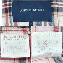 UNION STATION ユニオンステーション 七分袖カラーシャツ 裏側赤い格子柄 コットン ピンク L メンズ 羽織 かっこいい 爽やか_画像9