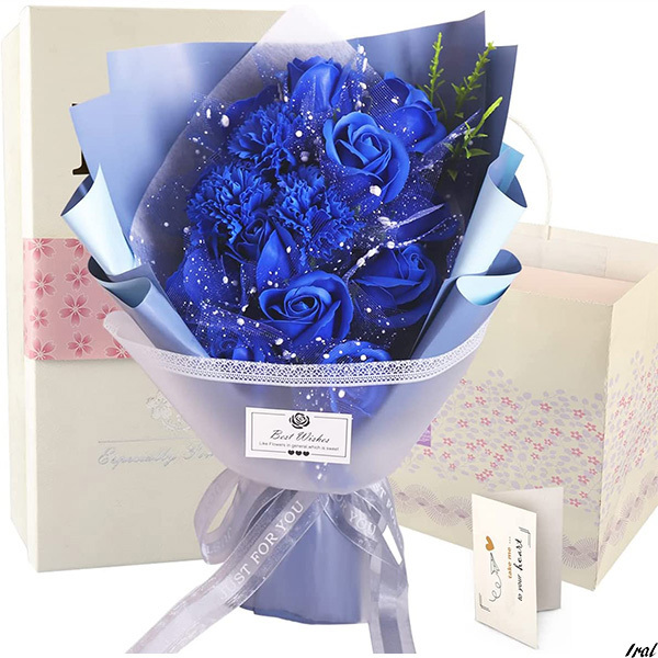 YOBANSA LED花束 ソープフラワー 花束 ブーケ 枯れない花 薔薇 青いバラ シャボンフラワー 母の日のプレゼント 花 お見舞い 発表会