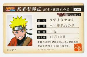 【NARUTO】 ナルト TCG カード　バラエティカード N.01　忍者登録証　木ノ葉隠れの里　うずまきナルト　下忍　疾風伝☆M17