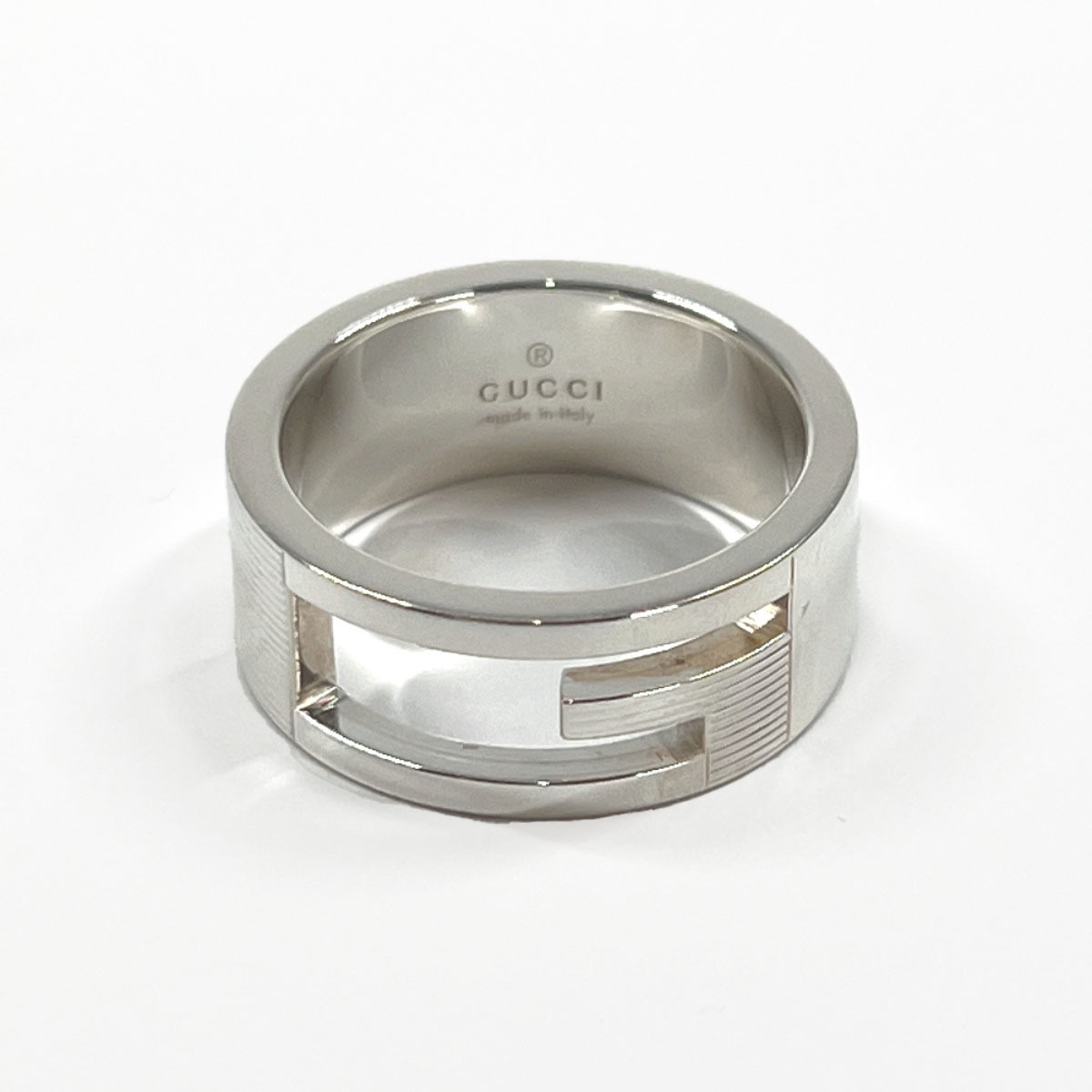GUCCI グッチ Gロゴカット リング 指輪 アクセサリー 幅広 シルバー