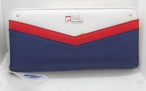 【新品】FILA　レディース　長財布　ラウンドファスナー　レッド×ネイビー