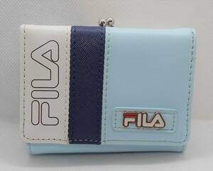 【新品】FILA　レディース　三つ折り財布　コンパクト　サックス　がま口