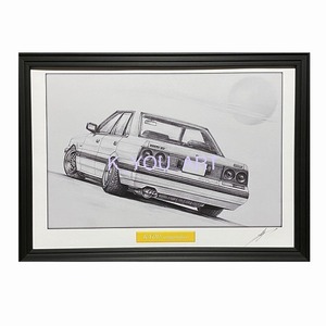 Art hand Auction NISSAN 7th Skyline Passage Rear [Карандашный рисунок] Знаменитый автомобиль Иллюстрация старого автомобиля Размер А4 В рамке с подписью, произведение искусства, рисование, карандашный рисунок, рисунок углем