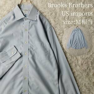 【一点物・US古着アメリカ輸入】Brooks Brothers 長袖シャツ Mサイズ ストライプシャツ ライトブルー 水色 ブルックスブラザーズ