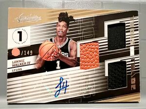 超絶レア/149 RC Auto Jersey Ball 18 Panini Lonnie Walker ロニー・ウォーカー NBA ルーキー サイン Lakers レイカーズ Spurs バスケ